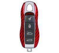 M.JVisun Auténtico Fibra de Carbono Carcasas para Llaves para Porsche 718 911 Carrera 918 Spyder Boxster 981 Cayenne 92A Cayman 981 para Macan para Panamera 970 Funda Llave - Reemplazar Carcasa - Rojo