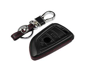 M.JVisun Llave del Coche Real Cuero Carcasas para Llaves para BMW Serie 2 Serie 3 Serie 5 Serie 6 Serie 7 GT5 M4 M5 X1 X2 X3 X5 X5M X6 X6M X7 Funda Protectora - Cuero - Negro