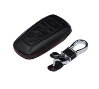 M.JVisun Llave del Coche Real Cuero Carcasas para Llaves para Ford Bronco Escape Expedition Explorer F150 F250 F350 F450 F550 Fusion Maverick Mondeo Ranger Funda Protectora - Cuero - Negro
