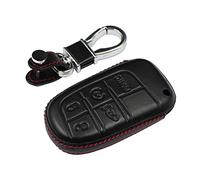 M.JVisun Llave del Coche Real Cuero Funda Protectora Para Dodge Challenger Charger Dart Durango Journey Viper Para Chrysler 200 300 300C Para Fiat 500 500L 500X Freemont Ottimo Viaggio - Cuero - Negro