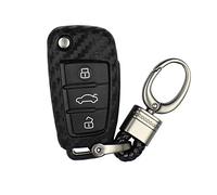 M.JVisun Llave del Coche Suave Caucho Silicona Funda Protectora para Audi A1 A3 A4 A6 A8 Quattro Q2 Q3 Q7 R8 RS3 RS6 S3 S6 TT TTS Plegables Llave Llavero - Negro - Trenzado Llavero