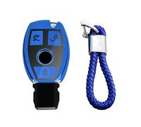 M.JVisun Suave Llave del Coche TPU Carcasas para Llaves para Mercedes-Benz Clase A B Clase C E S G M V CLA CLS GLA GLC GLE GLK GL GLS SL SLK SLC Viano para Metris - Brillante Azul - Trenzado Llavero