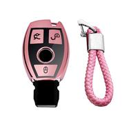 M.JVisun Suave Llave del Coche TPU Carcasas para Llaves Para Mercedes-Benz Clase A B Clase C E S G M V CLA CLS GLA GLC GLE GLK GL GLS SL SLK SLC Viano Para Metris - Brillante Rosado - Trenzado Llavero