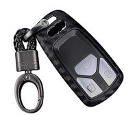 M.JVisun Suave Silicona Llave del Coche Carcasas para Llaves para Audi A4 A4L A5 A6 A7 A8 Q5 Q7 R8 RS Q3 RS4 RS5 RS7 S4 S5 S6 S7 S8 SQ5 SQ7 TT TTS TT-RS Funda Protectora - Negro - Trenzado Llavero