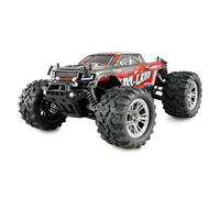 M-Land Monster Truck - Camión teledirigido (48 km/h, 4WD 1:16, RTR, Incluye Mando a Distancia, batería, Cable de Carga), Color Rojo
