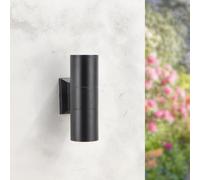 M Ledme - Aplique de Pared Black Tube, Impermeable IP54, 2XGU10, para Jardín, Terraza, Fachada, Pared. Bombilla no incluida.