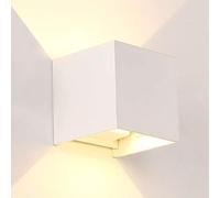 M Ledme - Aplique de pared Blanco exterior/interior LED 6W, 3000k Blanco cálido, haz de luz ajustable, IP54 Impermeable, ideal iluminación para Exterior, Jardín, Terraza, Patio, LM6197
