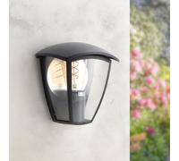 M Ledme Aplique de Pared Exterior Serie Ronse - IP44 Impermeable, Casquillo E27, Lámpara de Pared Color Negro para Jardín, Terraza o Entrada (Bombilla No Incluida)