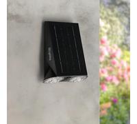 M Ledme - Aplique LED Solar Exterior Black Eyes con Sensor Movimiento y Crepuscular, 800lm, 1.3W, IP44, Luz Blanca Natural (4000K) para Jardín, Terraza, Fachada, Pared