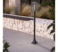 M Ledme - Baliza LED Exterior Floor Serie Ducte, Casquillo E27, IP44 Impermeable, Estilo Clásico en Negro, Acero/Cristal, Iluminación ideal para Jardín o Entrada (Bombillas no Incluidas)