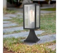 M Ledme - Baliza LED Exterior Serie Ducte, Casquillo E27, IP44 Impermeable, Acabado Negro, Acero/Cristal, Estilo Clásico para Jardín, Caminos y Terrazas (Bombilla No Incluida)