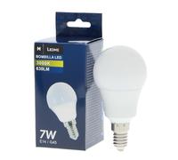 M Ledme - Bombilla Led E14 G45 7W, (Eq. 60W), Luz blanca Cálida (3000k), casquillo E14, 630 Lumen, IP20, Apertura del Haz de Luz 270°, Eficiencia energética y Bajo Consumo. LM7013