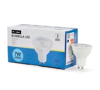 M Ledme- Bombilla LED GU10 7W Regulable Triac, Pack de 6, 580 lm, Luz Fría 6000K, Ángulo 60º, IP20, 48 x 50 mm, Aluminio y PC, LM7616
