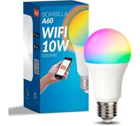 M Ledme - Bombilla LED Inteligente WiFi A60 10W (Eq. 90 W) casquillo E27, sin necesidad de Hub, Regulable en intensidad, Luz Blanca y de Colores (RGB+CCT), compatible con Alexa y Google Home, LM7141
