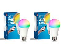 M Ledme - Bombilla LED Inteligente WiFi A60 10W (Eq. 90 W) casquillo E27, sin necesidad de Hub, Regulable en intensidad, Luz Blanca y de Colores (RGB+CCT), compatible con Alexa y Google Home, LM7141