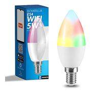 M LEDME - Bombilla LED Inteligente WiFi Vela 6W (Eq. 50 W) casquillo E14, sin necesidad de Hub, RGB+CCT, Regulable en intensidad, Luz Blanca y de Colores, compatible con Alexa y Google Home