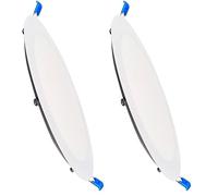 M Ledme - Downlight LED 20W, 2000 lúmenes, Panel Redondo Extraplano. 220mm, 20W, Color Luz fría (6000k), Corte estándar (Paquete de 2)