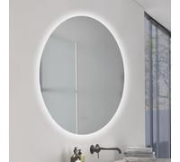 M Ledme - Espejo Baño con Luz 50x70cm, Serie Ronda, Ovalado, 20W, Regulable, Regulable de Color Blanco Calido, Neutro o Frio (CCT), Interruptor Táctil, Cristal Templado, IP44, LM9304.