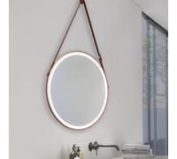 M Ledme - Espejo Baño con Luz, 60 cm, Serie Salares, 15W, Regulable, Regulable de Color Blanco Calido, Neutro o Frio (CCT), Interruptor Táctil, Cristal Templado, IP44, Acabado marrón, LM9307.