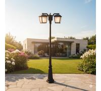 M Ledme - Farol Plus de Exterior Serie House - IP44 Impermeable, Casquillo E27, Lámpara de Pared Negra de Acero y Cristal para Jardín, Terraza o Entrada (Bombilla No Incluida)