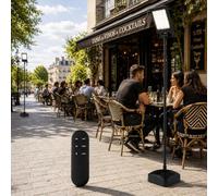 M Ledme -Farola Solar LED Space 2,5m con Altavoz Bluetooth y Luz Ambiente, 2800lm, 240W, 3CCT, IP65, Batería 20000mAh, Mando, Mástil y Base Rellenable para Jardín, Patio, Terraza, Bar y Piscina