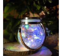 M Ledme - Farolillo Solar Exterior Multicolor, SphereGlass Linternas Solares de Cristal para Jardin RGB, Luz Solar con Soporte Extraíble, Lampara Solar para Jardín, Exterior, Césped, Navidad, Camping