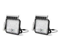 M Ledme - Foco Proyector Led Solar Aras Con Sensor 50W, Color Luz fría (6000k), IP65, Iluminación exterior, de uso para jardín, patios (Paquete de 2)