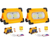 M Ledme - Foco Proyector LED Solar PowerBank Portátil con Batería, 4.500 lumen, Recargable, Luz para trabajo, Recargable USBo Solar, Camping, Garaje, Pescar, LM6335 (Paquete de 2)