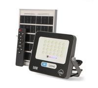 M Ledme - Foco Solar Led 50W con mando a distancia, 750 lumens, regulable intensidad de luz, IP65, Color Luz Fría (6000k), batería de gran capacidad 5000 mAh. Longitud del cable 2,10M