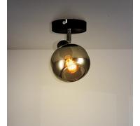 M Ledme - Lámpara de Techo Serie Glass 1 Foco E14, Plafones de Techo Ajustables, Adecuado Para Pasillos, Entradas, Dormitorios, Acabado Negro, No incluye bombilla