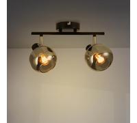 M Ledme - Lámpara de Techo Serie Glass 2 Focos E14, Plafones de Techo Ajustables, Adecuado Para Pasillos, Entradas, Dormitorios, Acabado Negro, No incluye bombilla