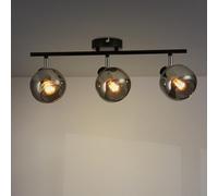 M Ledme - Lámpara de Techo Serie Glass 3 Focos E14, Plafones de Techo Ajustables, Adecuado Para Pasillos, Entradas, Dormitorios, Acabado Negro, No incluye bombilla