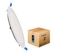 M Ledme - Pack 2, Downlight LED 220mm 20W, 2000 lúmenes, Panel Redondo Extraplano, Color Luz fría (6000k), Corte estándar 205 mm, Driver incluido, LM5551.
