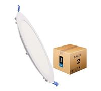 M Ledme - Pack 2, Downlight LED 220mm 20W, 2000 lúmenes, Panel Redondo Extraplano, Color Luz neutra (4500k), Corte estándar 205 mm, Driver incluido, LM5552.