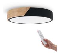 M LEDME - Plafón LED Techo Negro Redondo 24W con Mando a distancia, Regulable 2700K-6500K blanco frío a cálido e intensidad, 2400LM, Diseño Blanco con Madera Natural, para Baño, Cocina, Balcón, LM8283