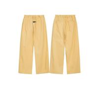 (M,Lemon Yellow)High Street Essentials Fog Solid Color Woven Straight Men Loose Casual Drawstring Trousers, Thin And Trendy