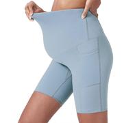 (M,Light green)Women Pregnancy Shorts Yoga Leggings with Pocket High Waist Pregnancy Leggings Pilates Shorts for Home Walking Ftiness Pink XL