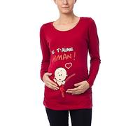 M.M.C. Je T'Aime Maman - Ropa de maternidad Camiseta de maternidad con motivo Sudadera Camiseta de embarazo para el embarazo, manga larga, borgoña, M