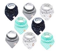M.M.C. Juego de 8 baberos para bebé - Pañuelo triangular, pañuelo y babero de algodón para niño y niña, unisex, botones de presión ajustables, Conjunto unisex, Einheitsgröße (8er Pack)