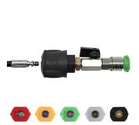 M&M Smartek Adaptador de manguera Quick Connect con acoplamiento rápido de acero inoxidable, válvula de cierre, válvula de bola, juego de 5 boquillas, 0°, 15°, 25°, 40° 65°, compatible con Kärcher