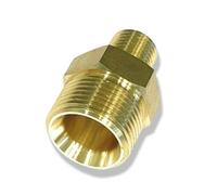 M&M Smartek Adaptador para lavadora de alta presión M22 x 1,5 AG a 1/4" AG corto - Conector 1: rosca exterior M22x1,5 - Conector 2: rosca exterior de 1/4" - Material: latón