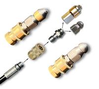 M&M Smartek Boquilla de limpieza de tuberías giratoria/rígida 1/4" IG para/compatible con Kärcher Nilfisk con acoplamiento rápido (juego completo/acoplamiento rápido + 2 boquillas)