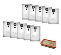 M&M Smartek Juego de 10 Bolsas para Aspiradora & Filtro Plano adecuado para/compatible con Karcher como 2.889-154.0 / Filtro como 6.904-367.0 como NT 30/1 30 L 30L NT 30/1 Ap Te L, NT 30/1 Ap L, 30L