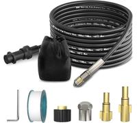 M&M Smartek - Juego de manguera de limpieza de tuberías de alta calidad para Kärcher, Lavor, Black & Decker. Juego completo con adaptadores, boquillas, cinta selladora, práctica caja de instrucciones