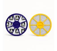 M&M Smartek Pack de 2 filtros para Dyson Hepa como 900228-01 DC04 DC05 DC08 DC19 DC20 DC2104 DC, 05 DC, 08 DC, 19 CC, 20 CC, 21 CC, color azul y amarillo, parte delantera y trasera