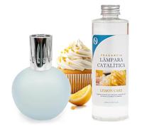M MAMA MANUELA Pack Ahorro Lámpara Catalítica Azul Grisáceo Mate + Fragancia Lemon Cake 200ml. Elimina Malos olores e impurezas, perfuma y Limpia