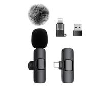M-MAX Micrófono Lavalier inalámbrico, compatible con tipo C e iOS, micrófono de solapa con reducción de ruido para teléfonos inteligentes, grabación de redes sociales