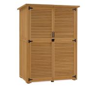 M MCombo 0901D-1 - Armario de jardín (madera, resistente a la intemperie, para exteriores, balcón, terraza, 59 x 127 x 168 cm), color natural