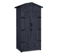 M MCombo Armario de jardín caseta de jardín de Madera Resistente a la Intemperie, Armario Exterior Impermeable con Suelo, para Uso Exterior balcón, 74×99×193 cm (Gris Antracita)