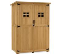 M MCombo Armario de jardín de Madera pequeño, Resistente a la Intemperie, para Exteriores, balcón, terraza, 127 x 59 x 168 cm, 0912 (Natural)